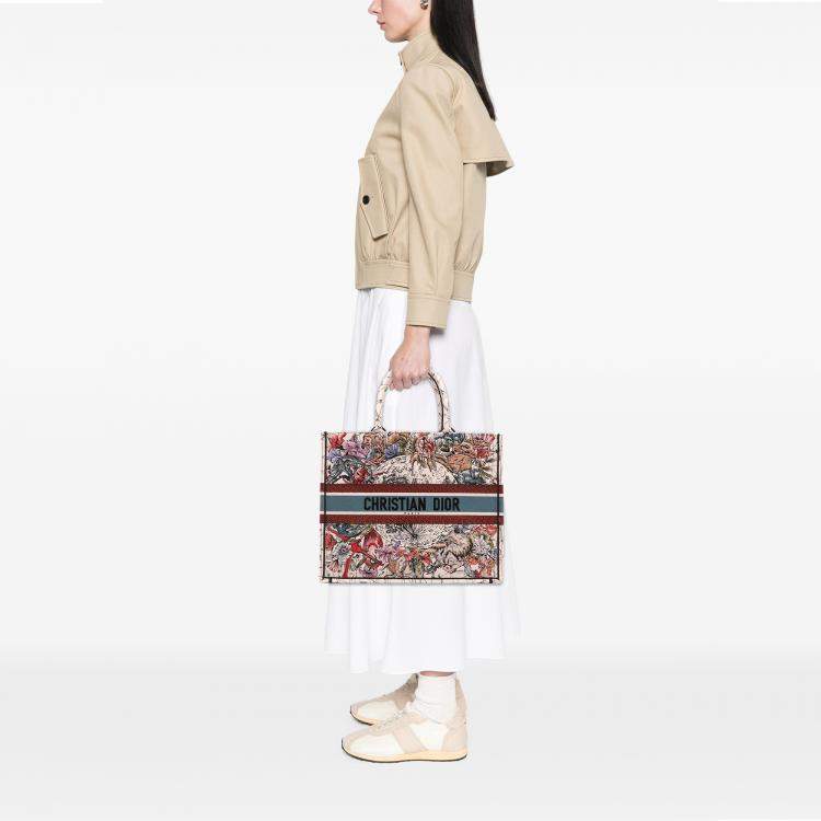 Pre Owned Dior Multicolor Large Embroidered Canvas Zodiac Book Tote