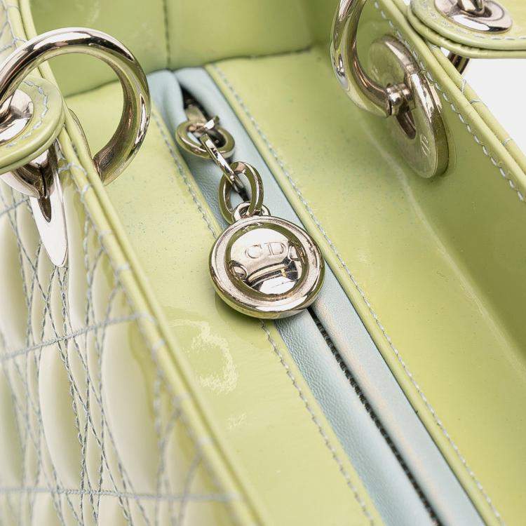 Pre Owned Dior Green Medium Patent Cannage Lady Dior