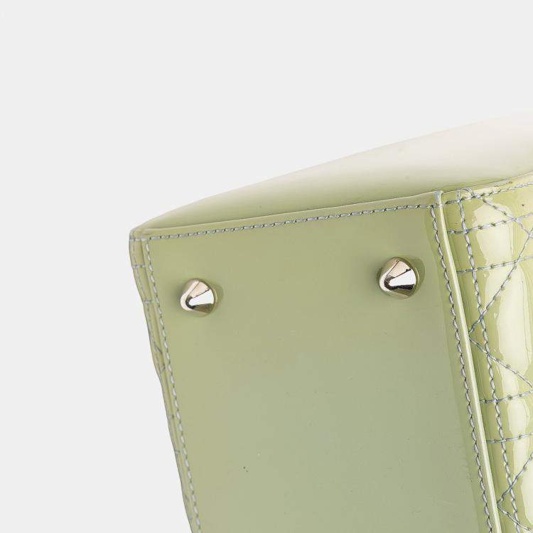 Pre Owned Dior Green Medium Patent Cannage Lady Dior
