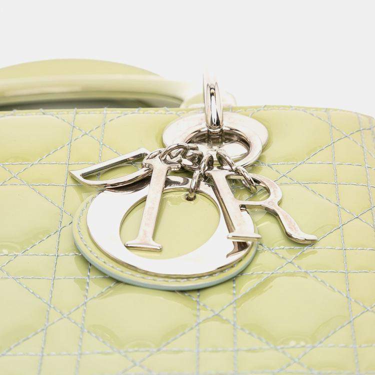 Pre Owned Dior Green Medium Patent Cannage Lady Dior