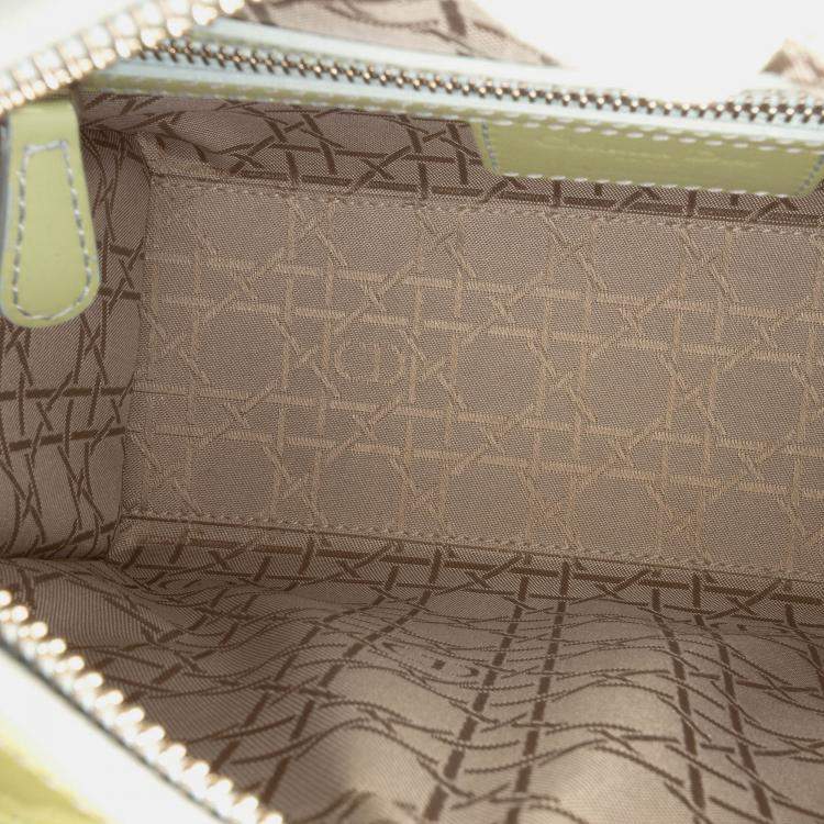 Pre Owned Dior Green Medium Patent Cannage Lady Dior
