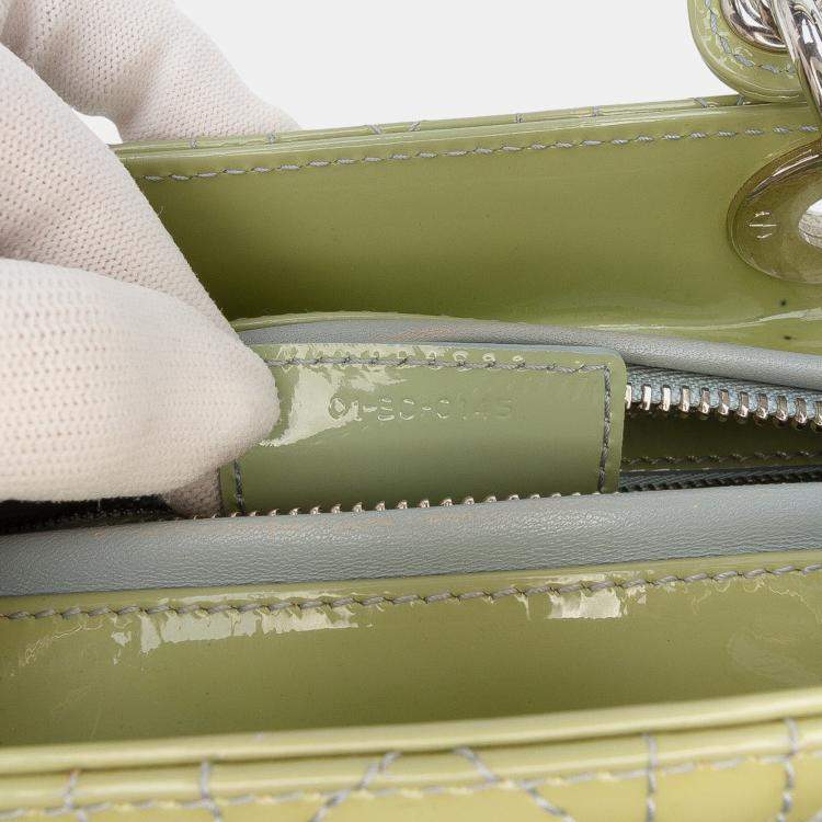 Pre Owned Dior Green Medium Patent Cannage Lady Dior