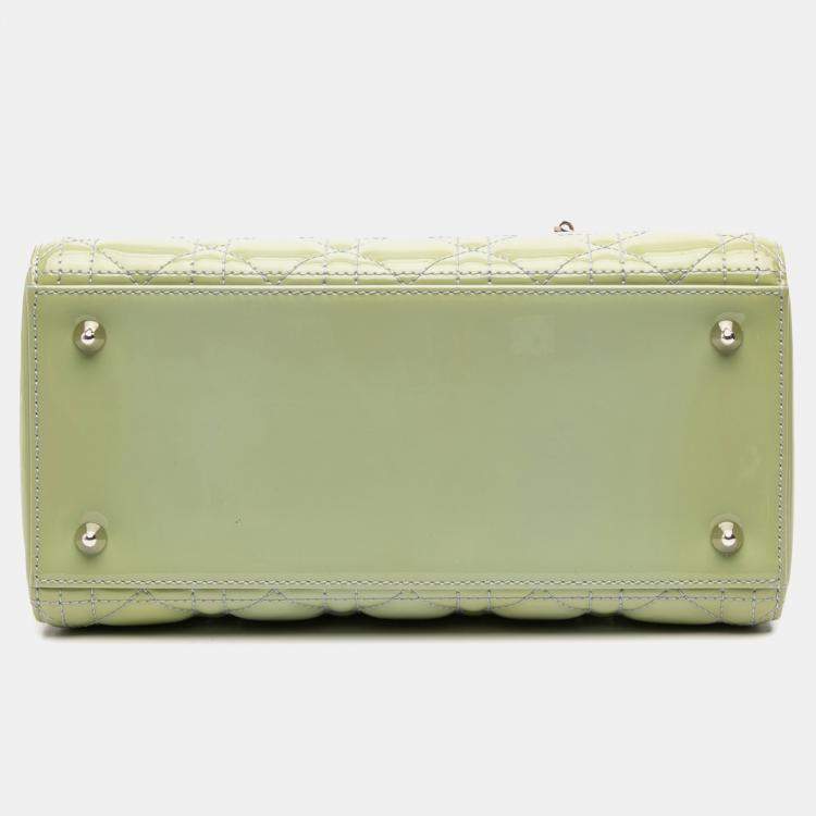 Pre Owned Dior Green Medium Patent Cannage Lady Dior