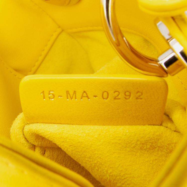 Pre Owned Dior Yellow Micro Lambskin Cannage Lady Dior