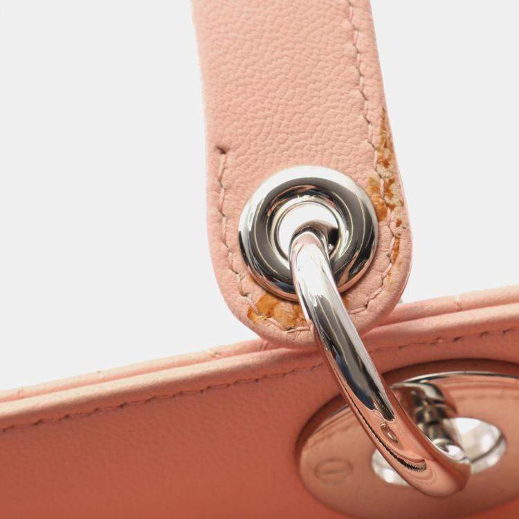 Pre Owned Dior Pink Medium Lambskin Cannage Lady Dior