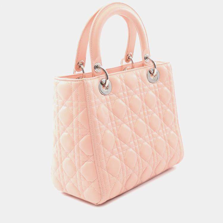 Pre Owned Dior Pink Medium Lambskin Cannage Lady Dior