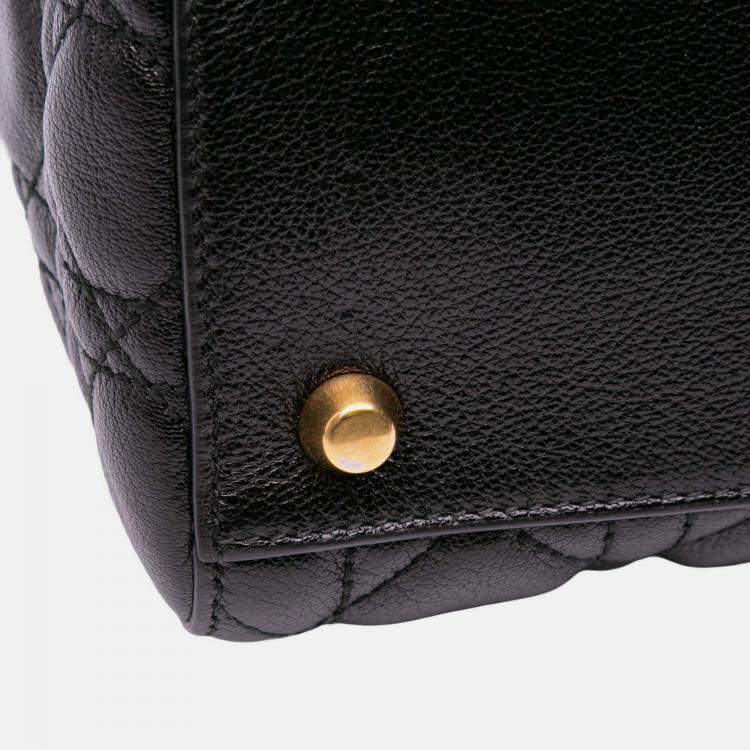 Pre Owned Dior Black Medium Grained Calfskin Cannage Supple Lady Dior