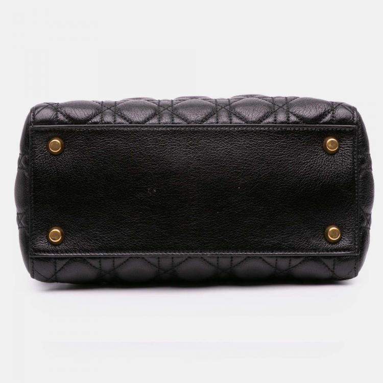Pre Owned Dior Black Medium Grained Calfskin Cannage Supple Lady Dior
