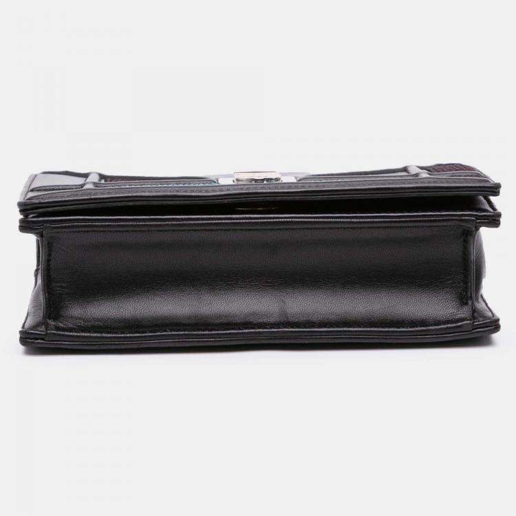 Pre Owned Dior Black Mini Lambskin Sequin Diorama Flap