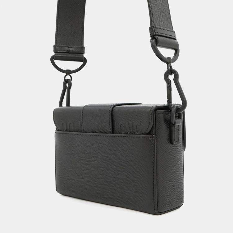 Pre Owned Dior Montaigne Black Leather Shoulder Bag