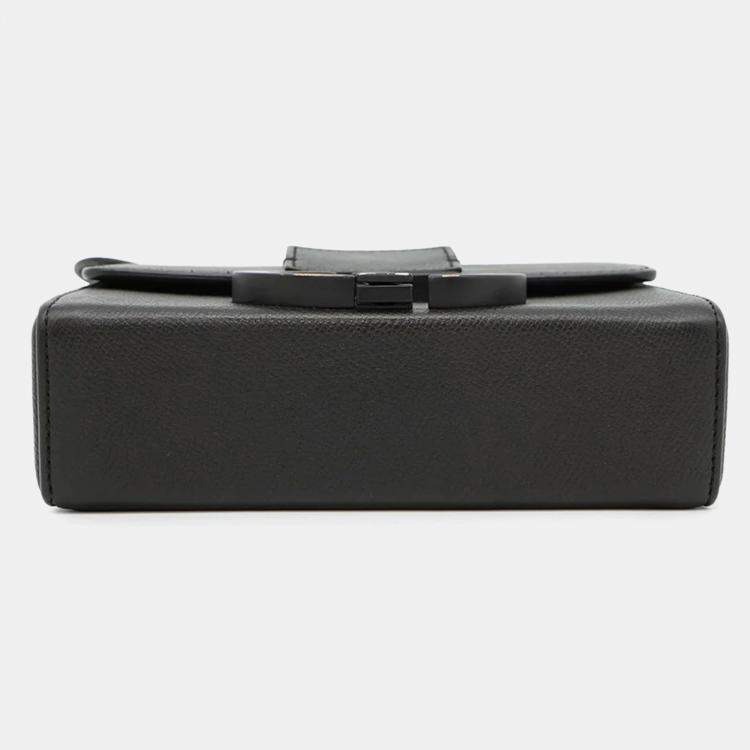 Pre Owned Dior Montaigne Black Leather Shoulder Bag