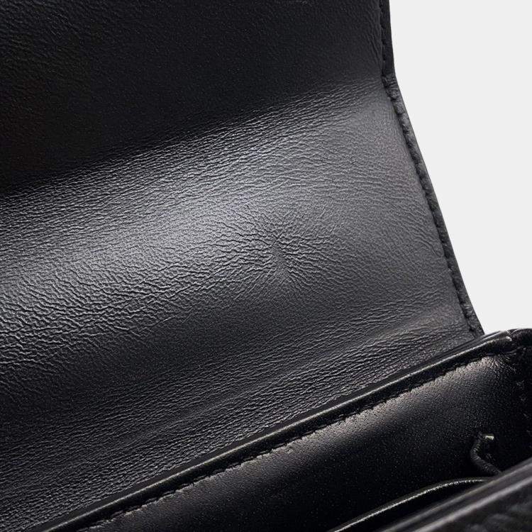 Pre Owned Dior Montaigne Black Leather Shoulder Bag