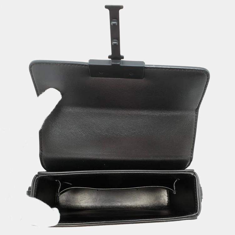 Pre Owned Dior Montaigne Black Leather Shoulder Bag