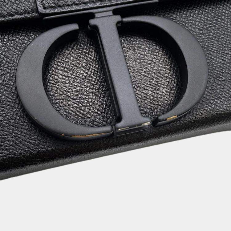 Pre Owned Dior Montaigne Black Leather Shoulder Bag