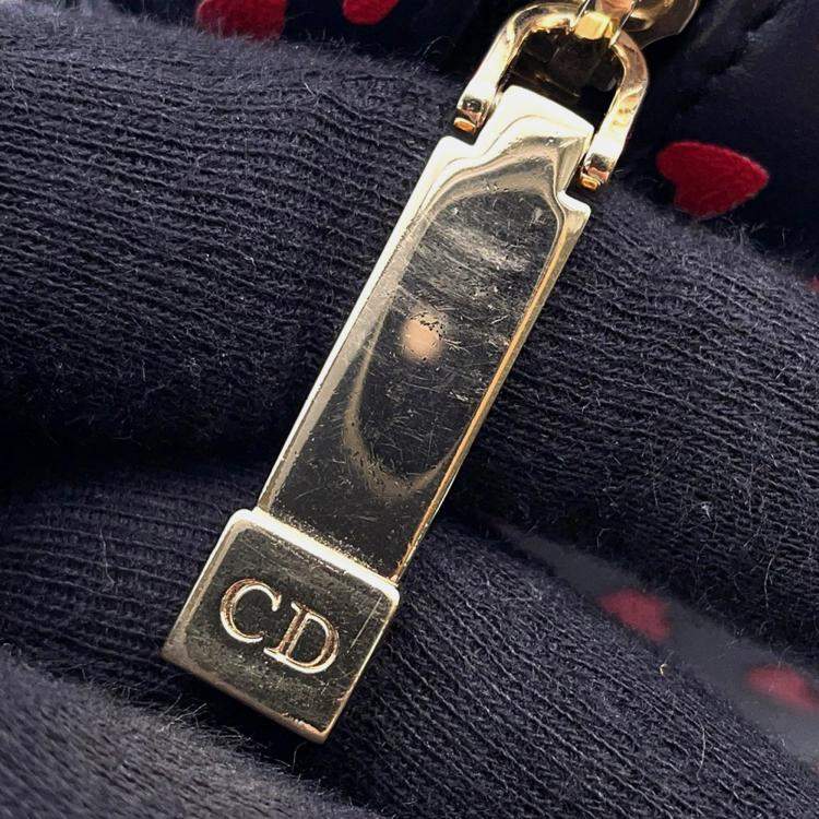 Pre Owned Dior Heart Navy Red Leather Shoulder Vanity Pouch