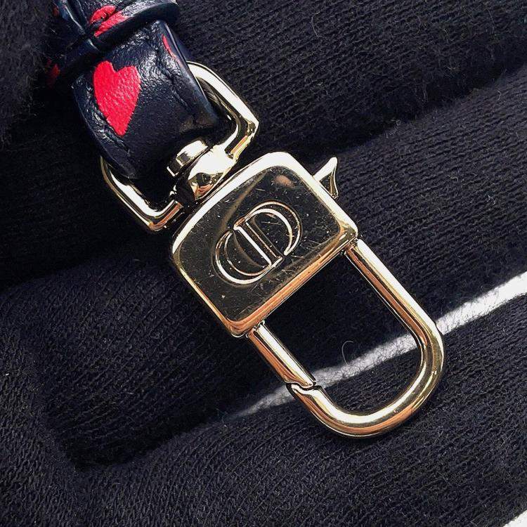 Pre Owned Dior Heart Navy Red Leather Shoulder Vanity Pouch