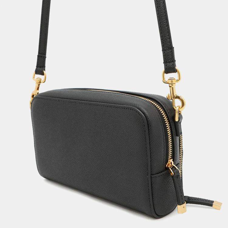 Pre Owned Dior Karo Double Pouch Black Leather Shoulder Bag
