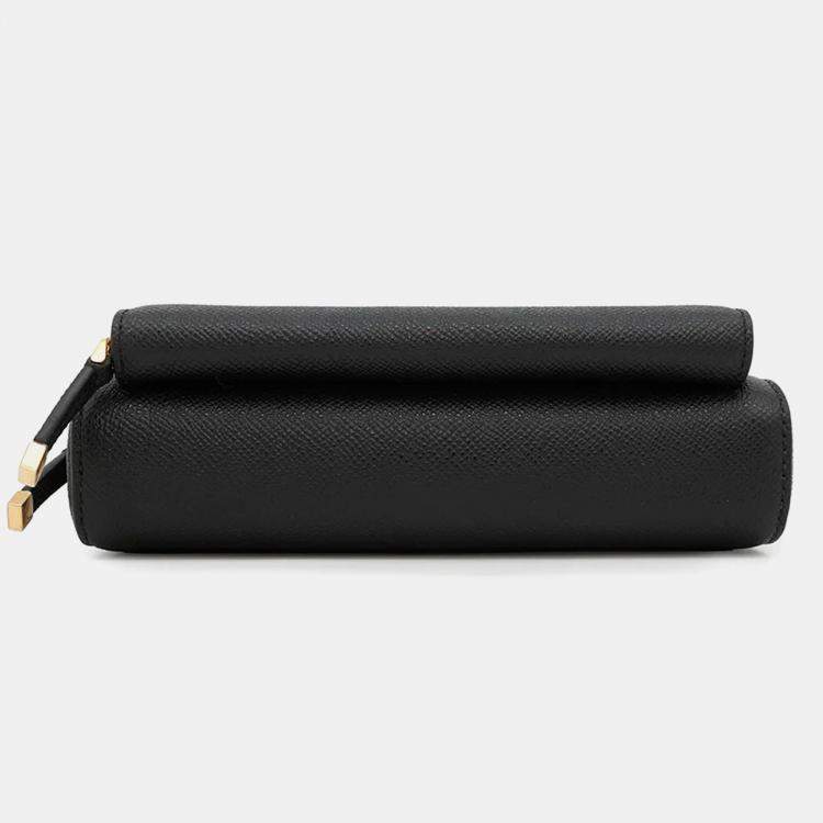 Pre Owned Dior Karo Double Pouch Black Leather Shoulder Bag