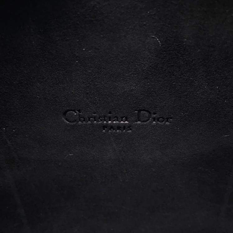 Pre Owned Dior Karo Double Pouch Black Leather Shoulder Bag