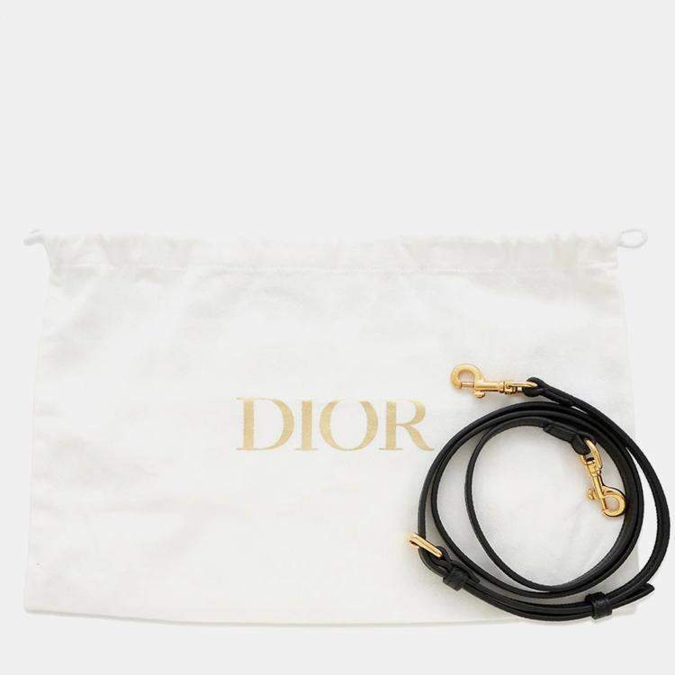 Pre Owned Dior Karo Double Pouch Black Leather Shoulder Bag