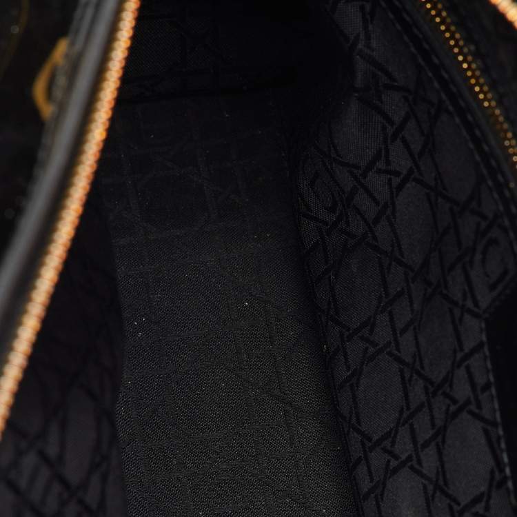 Pre Owned Dior Black Cannage Patent Leather Large Lady Dior Tote