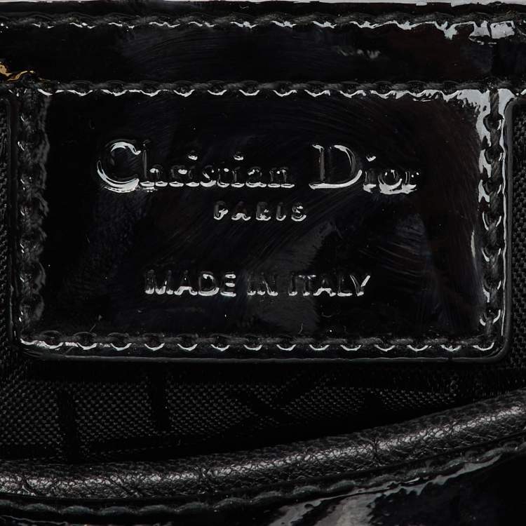 Pre Owned Dior Black Cannage Patent Leather Large Lady Dior Tote