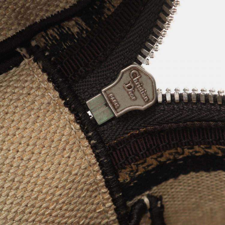 Pre Owned Dior Brown Mizza Small Embroidered Canvas Diortravel Leopard Vanity Case