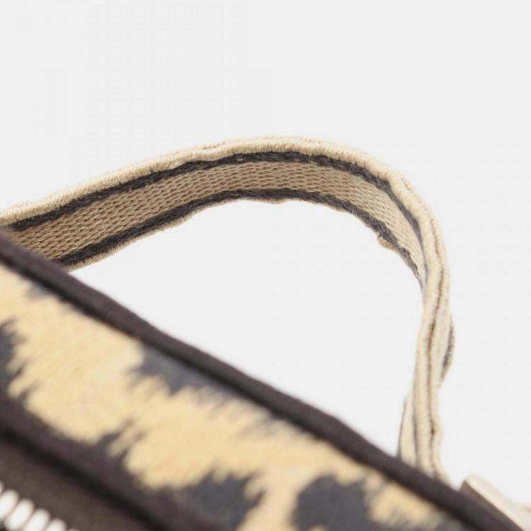 Pre Owned Dior Brown Mizza Small Embroidered Canvas Diortravel Leopard Vanity Case