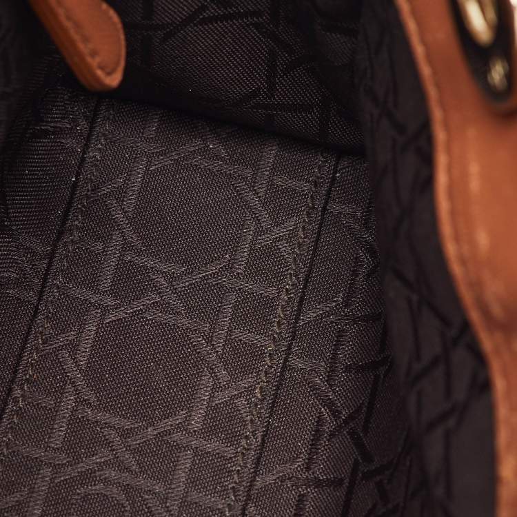 Pre Owned Dior Brown Cannage Leather Mini Lady Dior Tote