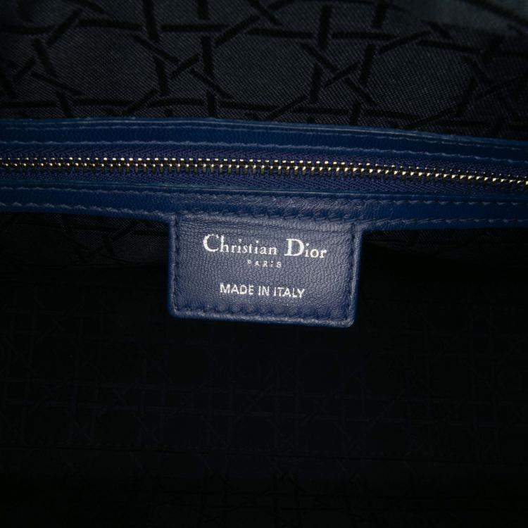 Pre Owned Dior Blue Large Lambskin Cannage Lady Dior