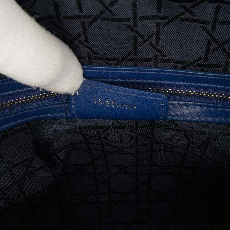 Pre Owned Dior Blue Large Lambskin Cannage Lady Dior