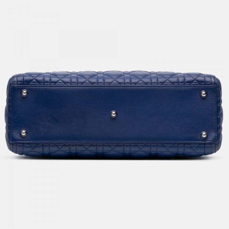 Pre Owned Dior Blue Large Lambskin Cannage Lady Dior