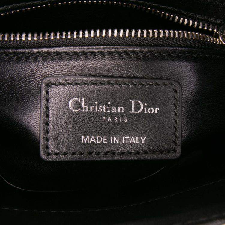 Pre Owned Dior Black White Mini Studded Lambskin Crystal Pearl Lady Dior