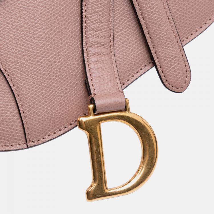 Pre Owned Dior Pink Grained Calfskin Saddle Belt Bag