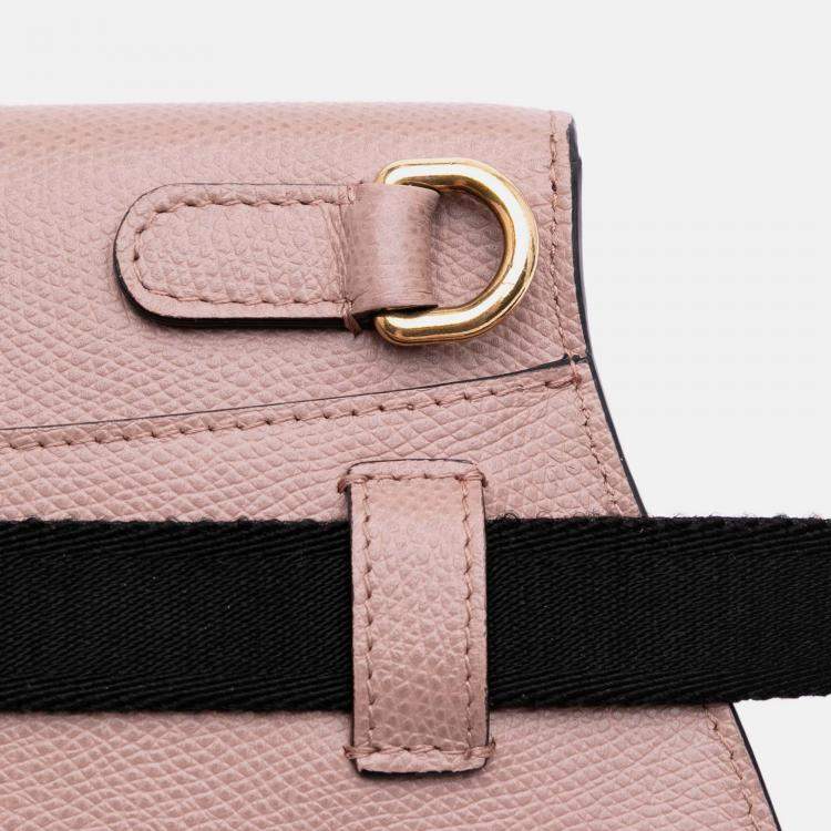 Pre Owned Dior Pink Grained Calfskin Saddle Belt Bag
