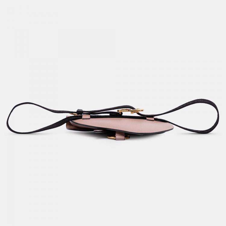 Pre Owned Dior Pink Grained Calfskin Saddle Belt Bag
