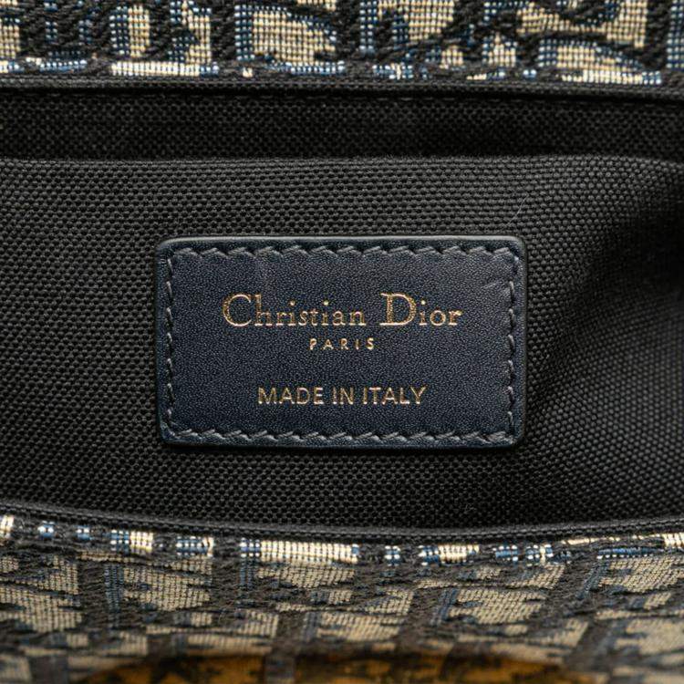 Pre Owned Christian Dior Oblique 30 Montaigne Crossbody Shoulder Bag Navy Beige Leather Jacquard