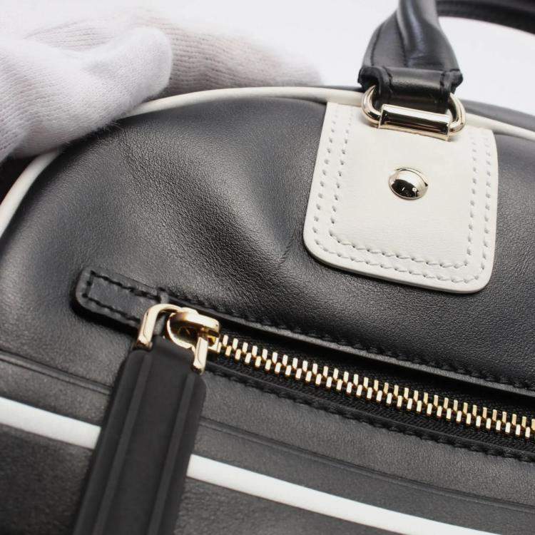 Pre Owned Christian Dior Dior Vibe Small Handbag Leather Black White