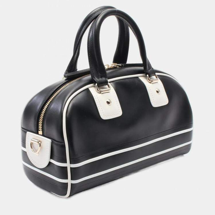 Pre Owned Christian Dior Dior Vibe Small Handbag Leather Black White
