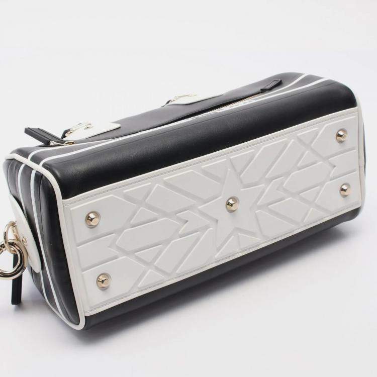 Pre Owned Christian Dior Dior Vibe Small Handbag Leather Black White