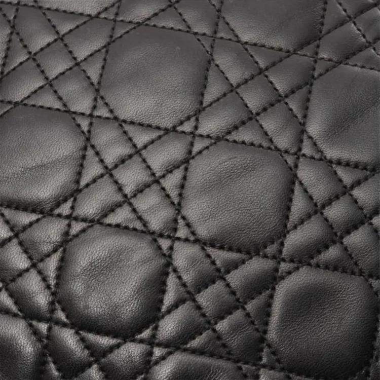 Pre Owned Christian Dior Lady Large Cannage Handbag Bag Leather Black