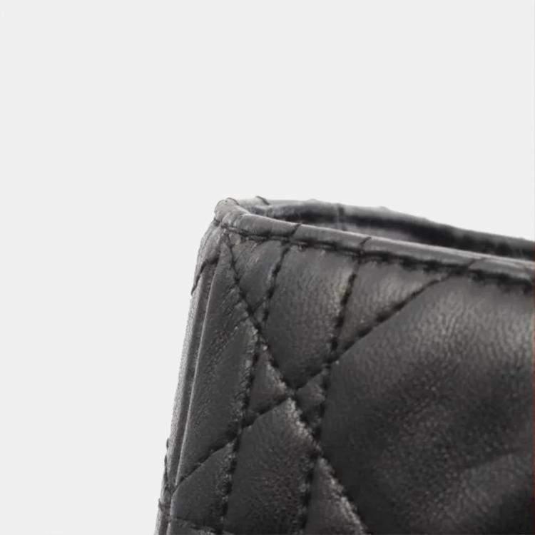Pre Owned Christian Dior Lady Large Cannage Handbag Bag Leather Black