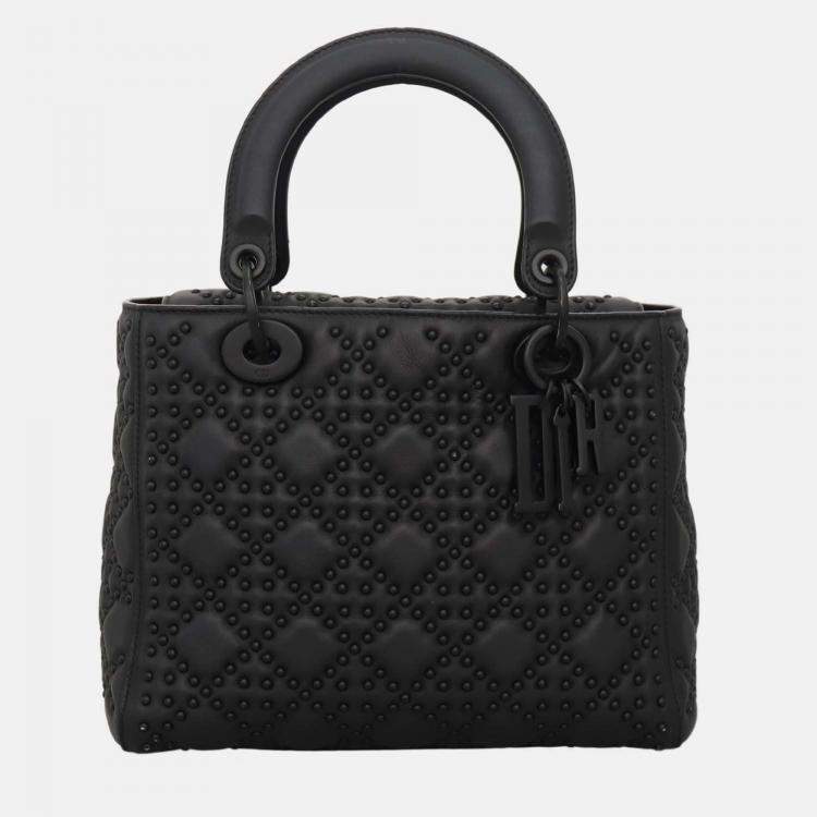 Pre Owned Christian Dior Lady Dior Medium Studded Bag