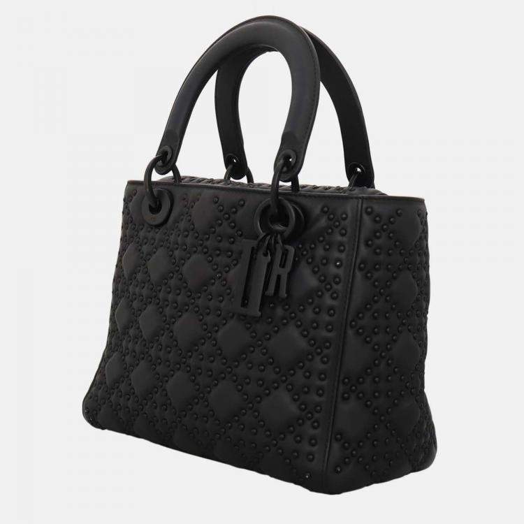 Pre Owned Christian Dior Lady Dior Medium Studded Bag
