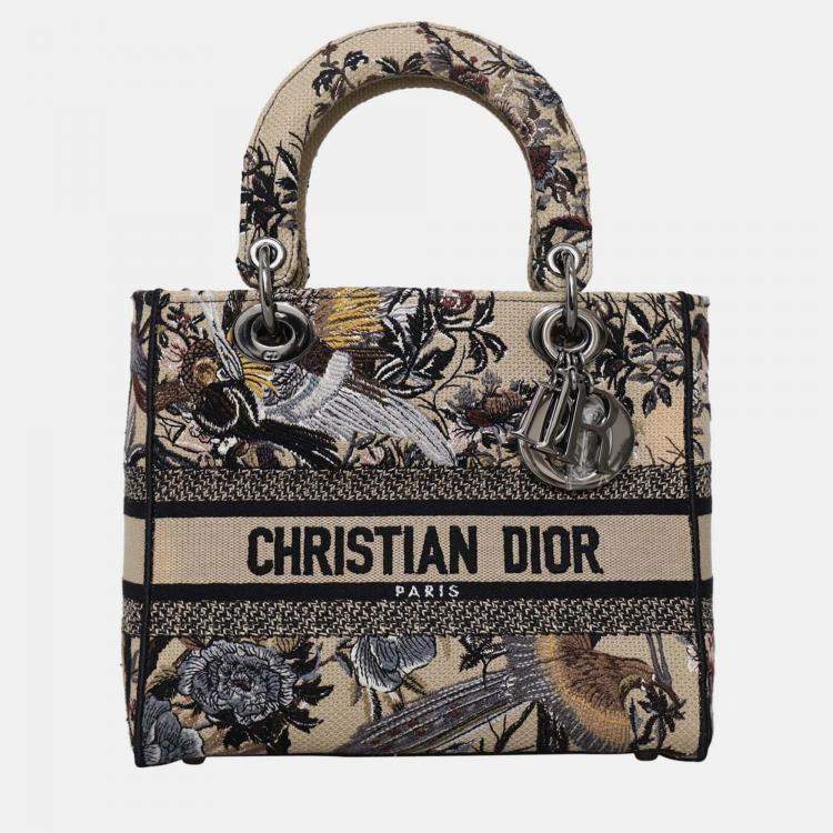 Pre Owned Christian Dior  Lady D-Lite Embroidered Tote Bag