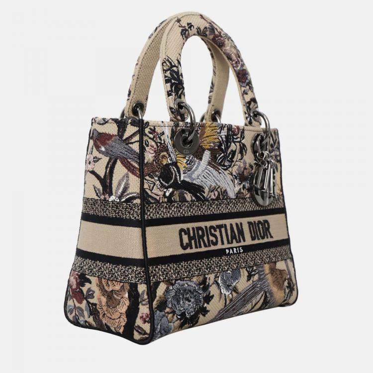 Pre Owned Christian Dior  Lady D-Lite Embroidered Tote Bag
