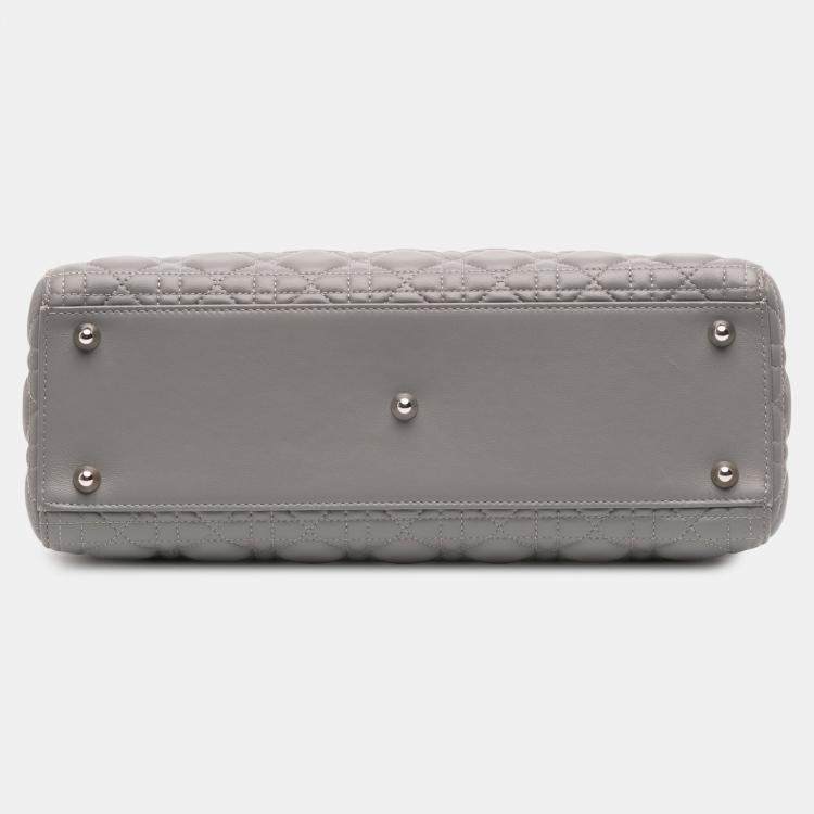 Pre Owned Dior Grey Large Lambskin Cannage Lady Dior