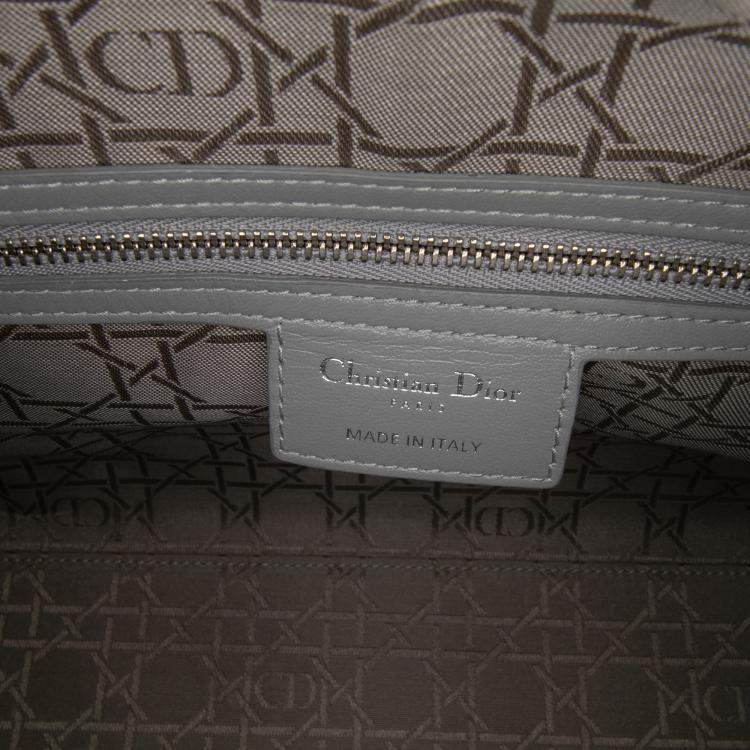 Pre Owned Dior Grey Large Lambskin Cannage Lady Dior