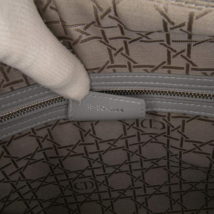 Pre Owned Dior Grey Large Lambskin Cannage Lady Dior