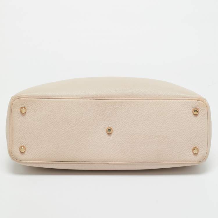 Pre Owned Dior Beige Leather Large Diorissimo Shopper Tote